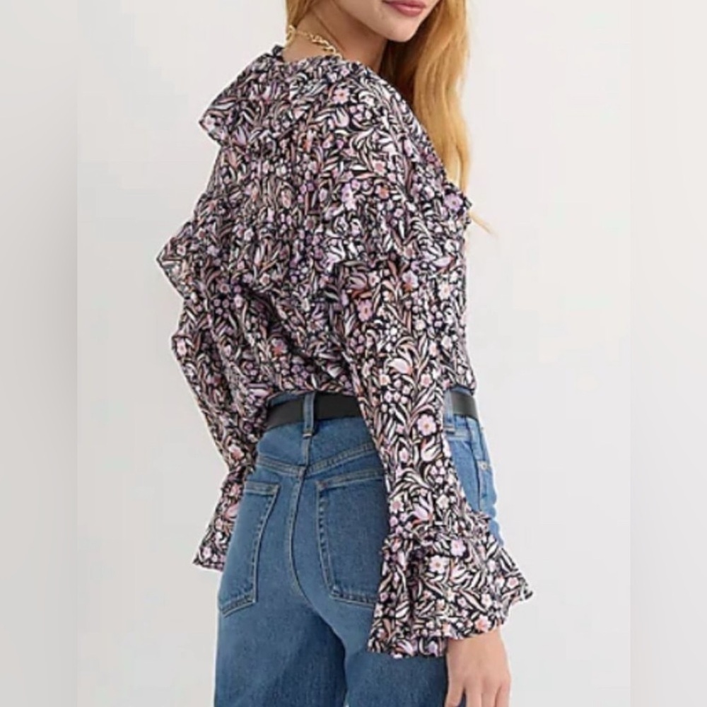 J Crew Ruffle Chiffon Top - Picture 2 of 11